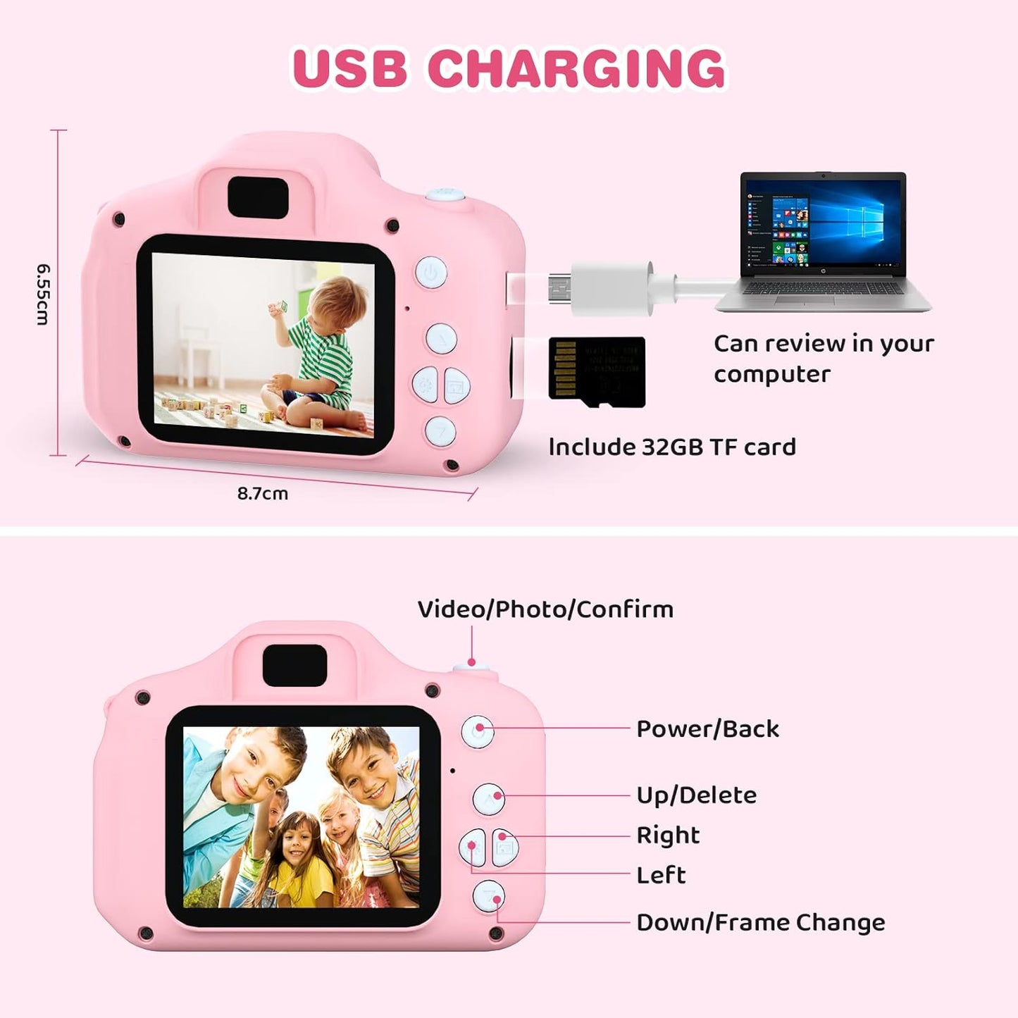 Appareil Photo Enfant HD 1080p – Mini Caméra Rechargeable 3-10 ans