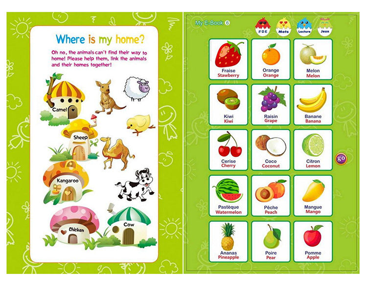 Livre Sonore ABC Français et Anglais pour Les Enfants, éducatif Jouet. Activités d'apprentissage pour Les Lettres, Les Mots, Les Chiffres, Les Formes, Les Couleurs et Les Animaux pour Les Tout-Petits