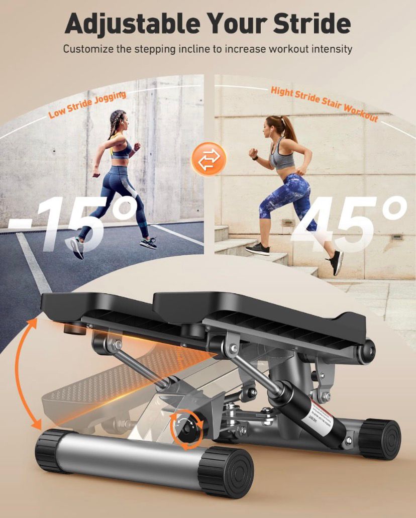 Mini stepper Sweetcrispy avec bandes de résistance pour s'entraîner à la maison, appareil de musculation portable pour un entraînement complet du corps