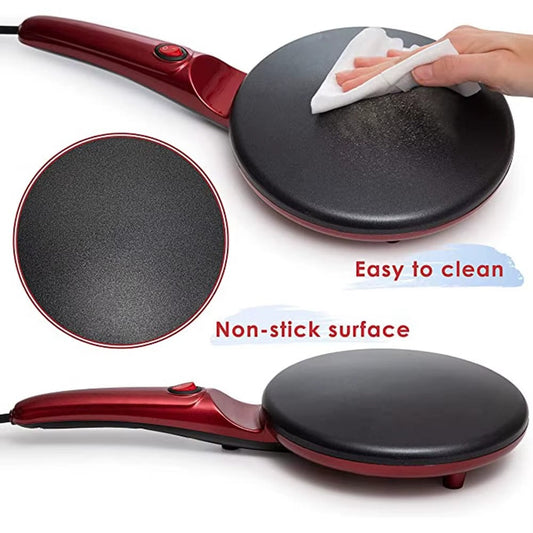 Crêpière électrique avec poignée, 800 W, plaque en aluminium avec revêtement antiadhésif