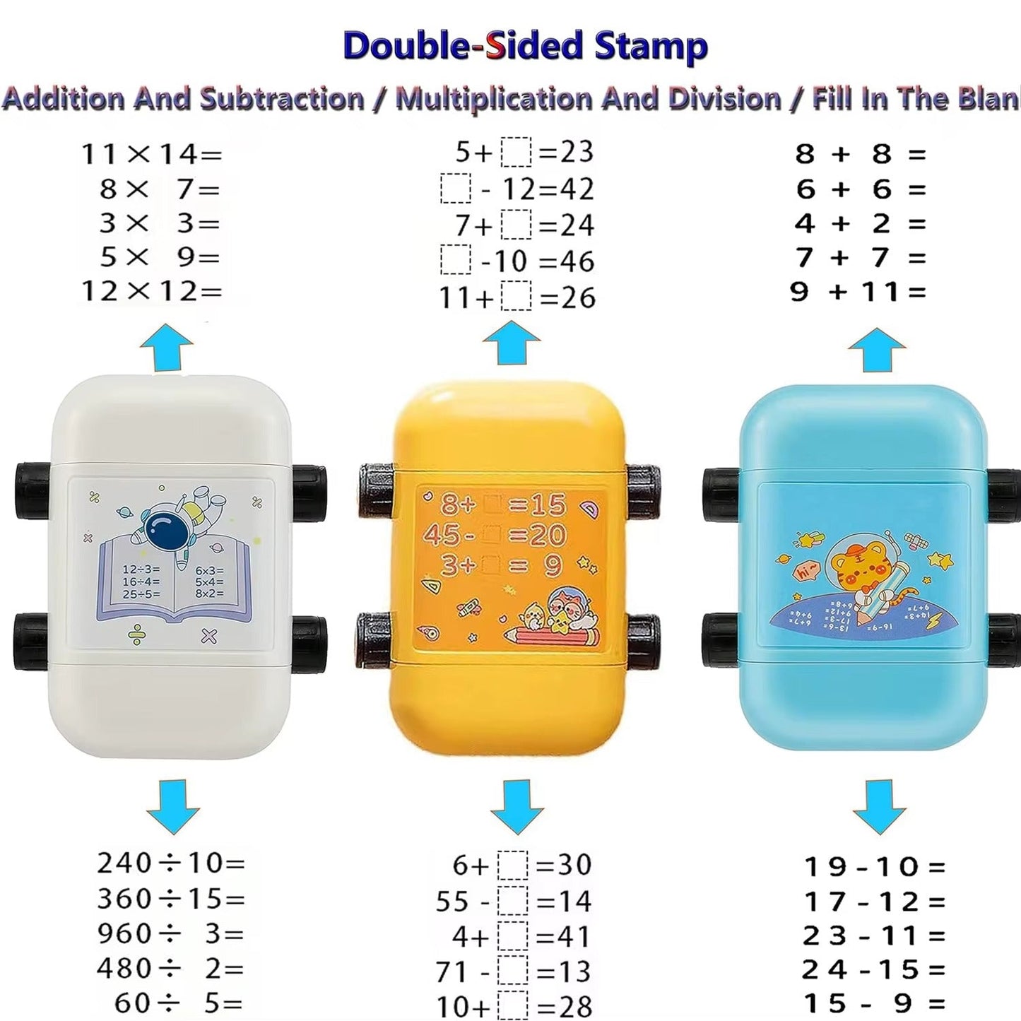 Pack de 3 Tampon Mathématique pour les enfants du cours primaire , Addition ,Soustraction; Multiplication et Division