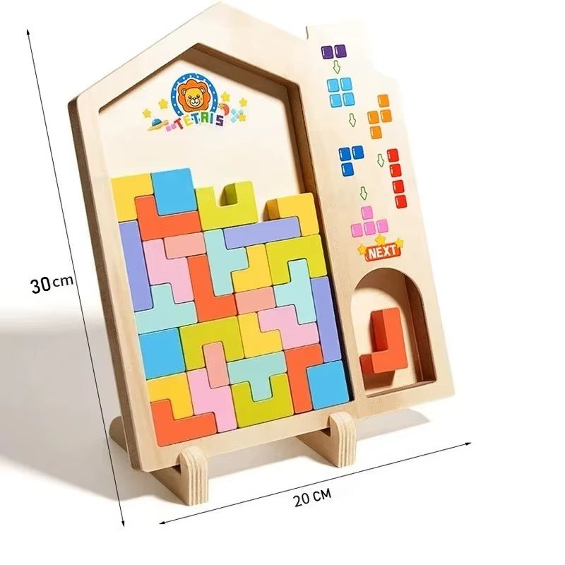 Jeu se table Éducatif Tetris en Bois - Blocs puzzles