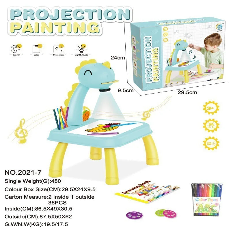 Table de projection de dessin pour enfants avec lumière et musique, enfants à partir de 3ans