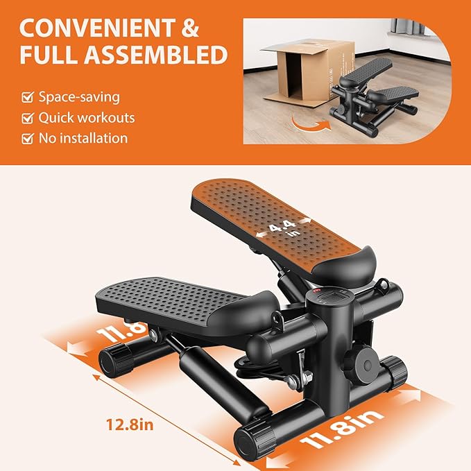 Mini stepper Sweetcrispy avec bandes de résistance pour s'entraîner à la maison, appareil de musculation portable pour un entraînement complet du corps