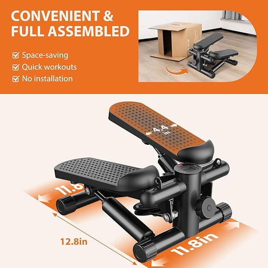 Mini stepper Sweetcrispy avec bandes de résistance pour s'entraîner à la maison, appareil de musculation portable pour un entraînement complet du corps