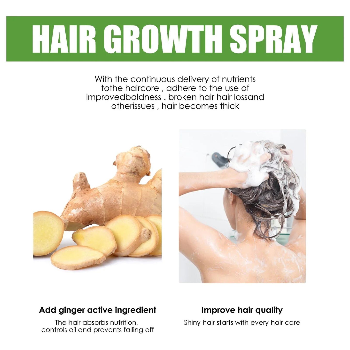 Oïl Pousse Cheveux, Spray anti-chute, Pousse Cheveux très Rapide, Traitements Pour la Repousse des Cheveux,Favorise la Pousse des Cheveux, Vert, inodore，Topical Hair