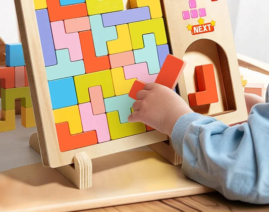 Jeu se table Éducatif Tetris en Bois - Blocs puzzles