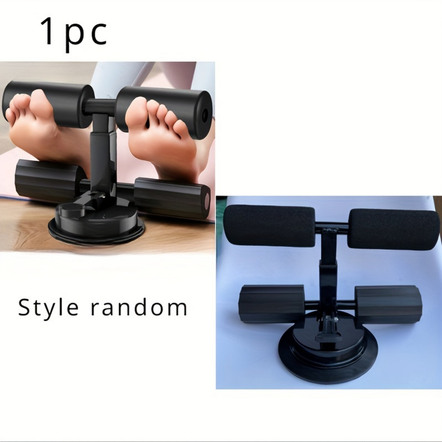 Barre de sol pour abdominaux, support de pied avec 2 ventouses élastiques, équipement d'entraînement abdominaux, appareil d'assistant abdominaux pour entraînement à domicile