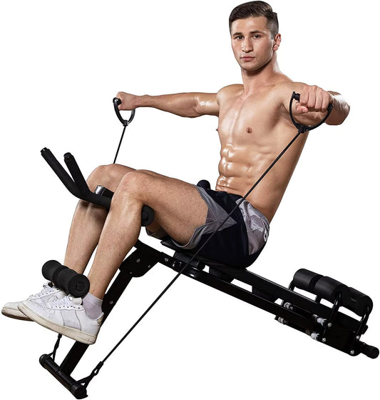 Machine Abdominaux Pliable Multifonction, Guide d'Exercice, Écran LCD, Renforcement Musculaire