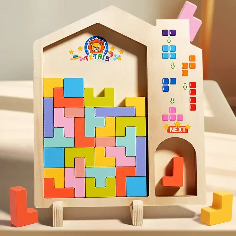 Jeu se table Éducatif Tetris en Bois - Blocs puzzles