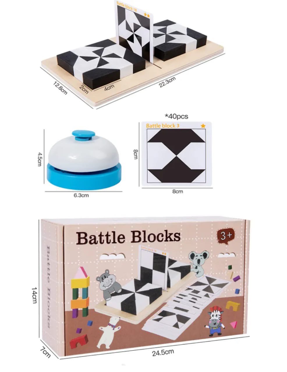Puzzle de blocs cachés en bois, jouets de blocs de construction cachés, jeu de blocs magiques en bois, jouet de pensée logique à géométrie noire et blanche, jeu de table interactif parent-enfant